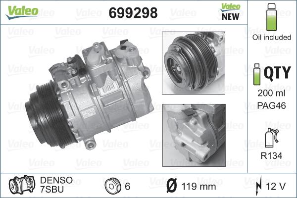 Valeo 699298 - Compressor, air conditioning autospares.lv