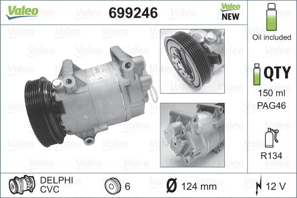 Valeo 699246 - Compressor, air conditioning autospares.lv