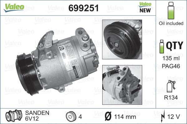 Valeo 699251 - Compressor, air conditioning autospares.lv