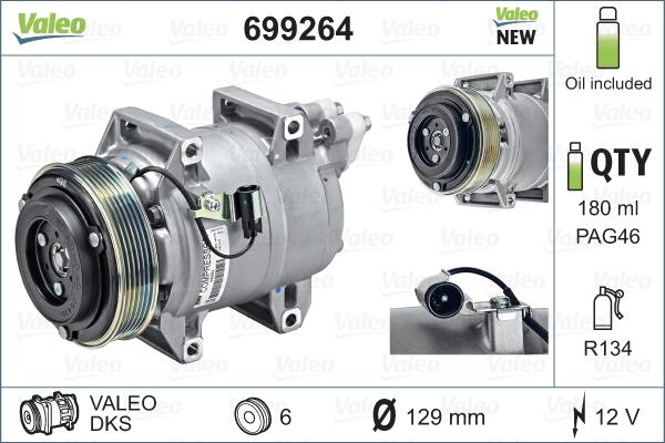 Valeo 699264 - Compressor, air conditioning autospares.lv