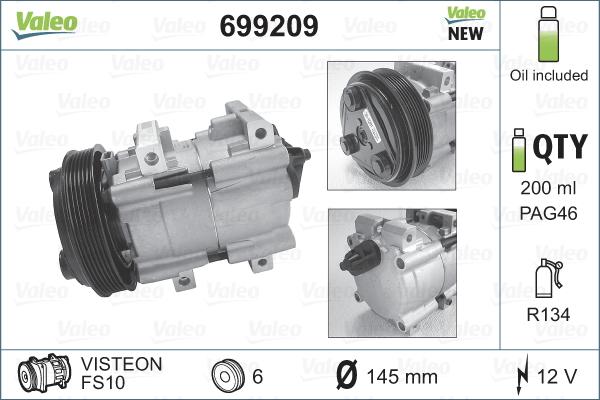 Valeo 699209 - Compressor, air conditioning autospares.lv