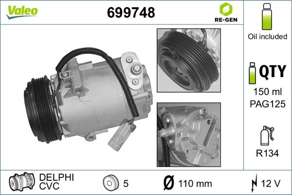 Valeo 699748 - Compressor, air conditioning autospares.lv