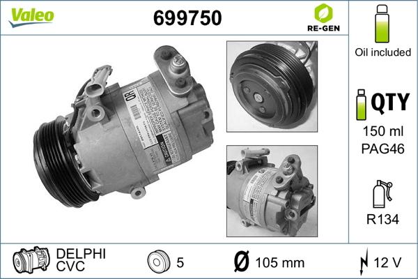 Valeo 699750 - Compressor, air conditioning autospares.lv