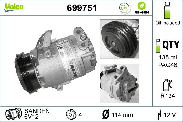 Valeo 699751 - Compressor, air conditioning autospares.lv