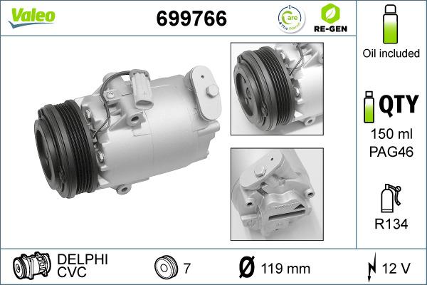 Valeo 699766 - Compressor, air conditioning autospares.lv