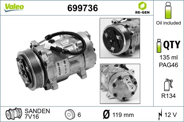 Valeo 699736 - Compressor, air conditioning autospares.lv