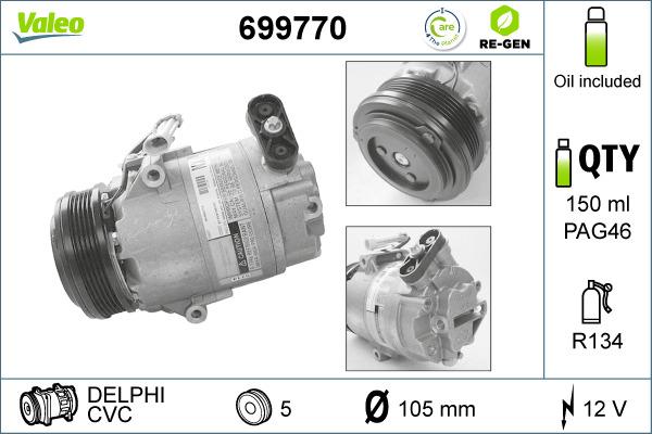 Valeo 699770 - Compressor, air conditioning autospares.lv