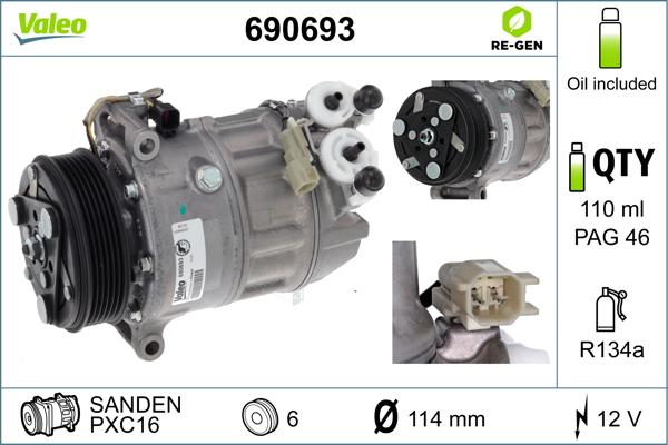 Valeo 690693 - Compressor, air conditioning autospares.lv