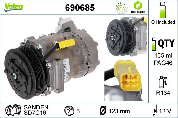 Valeo 690685 - Compressor, air conditioning autospares.lv