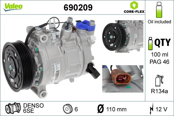 Valeo 690209 - Compressor, air conditioning autospares.lv