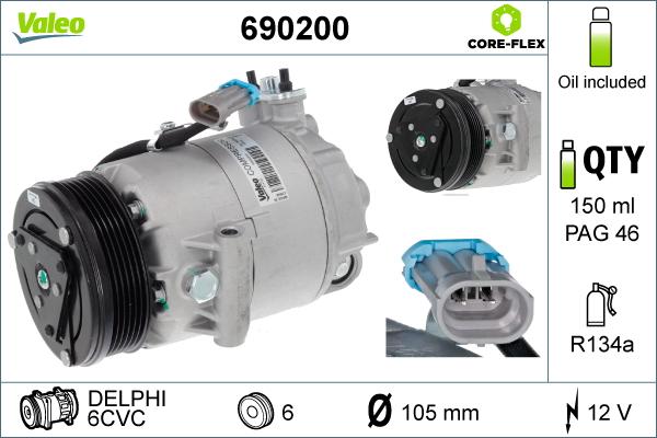 Valeo 690200 - Compressor, air conditioning autospares.lv