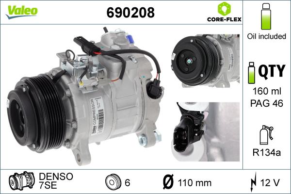 Valeo 690208 - Compressor, air conditioning autospares.lv