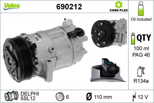 Valeo 690212 - Compressor, air conditioning autospares.lv