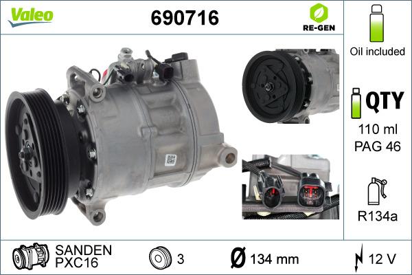 Valeo 690716 - Compressor, air conditioning autospares.lv