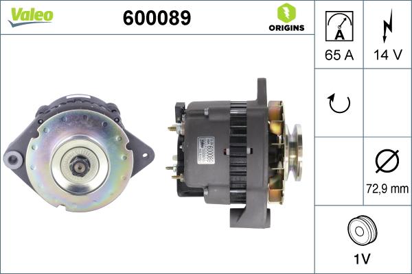 Valeo 600089 - Alternator autospares.lv