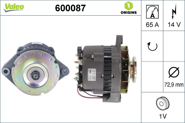 Valeo 600087 - Alternator autospares.lv