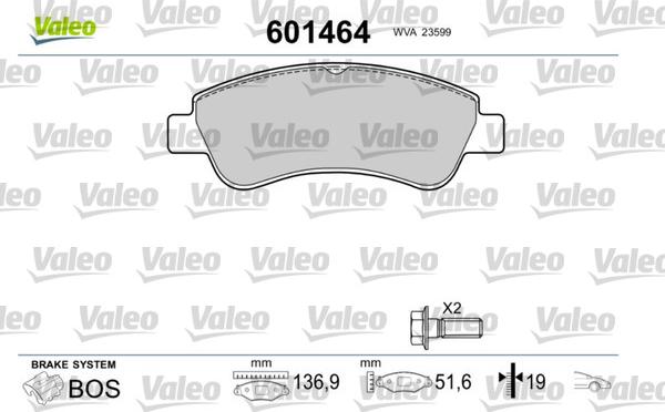 Valeo 601464 - Brake Pad Set, disc brake autospares.lv