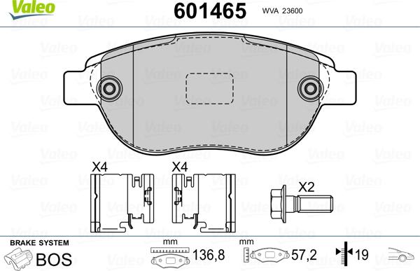 Valeo 601465 - Brake Pad Set, disc brake autospares.lv