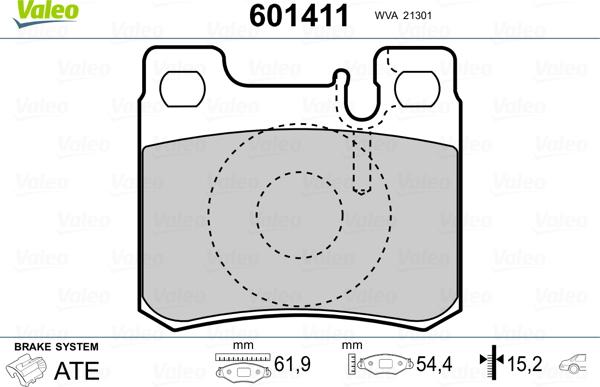 Valeo 601411 - Brake Pad Set, disc brake autospares.lv