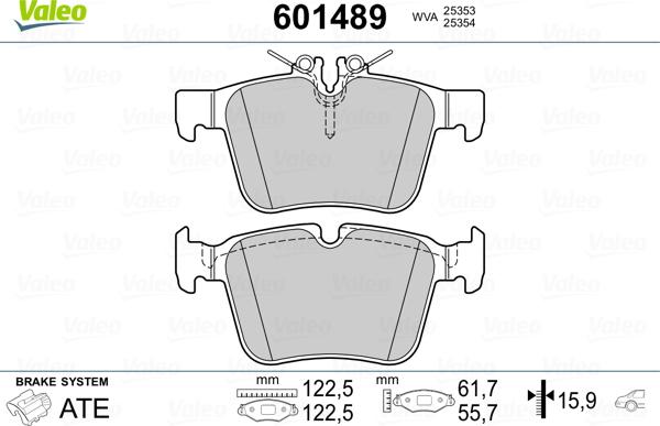 Valeo 601489 - Brake Pad Set, disc brake autospares.lv