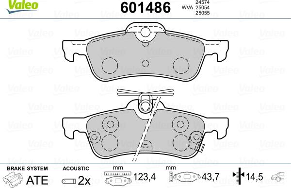 Valeo 601486 - Brake Pad Set, disc brake autospares.lv