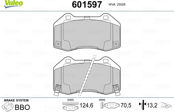 Valeo 601597 - Brake Pad Set, disc brake autospares.lv