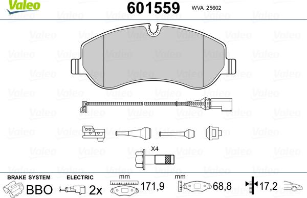 Valeo 601559 - Brake Pad Set, disc brake autospares.lv