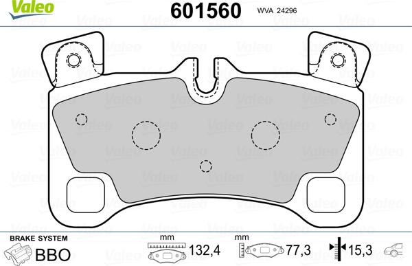 Valeo 601560 - Brake Pad Set, disc brake autospares.lv