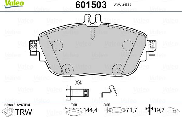 Valeo 601503 - Brake Pad Set, disc brake autospares.lv