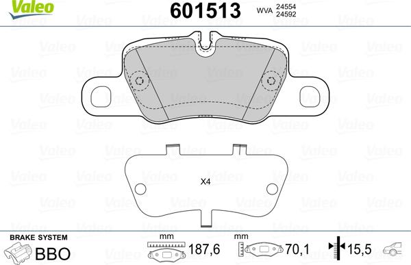 Valeo 601513 - Brake Pad Set, disc brake autospares.lv