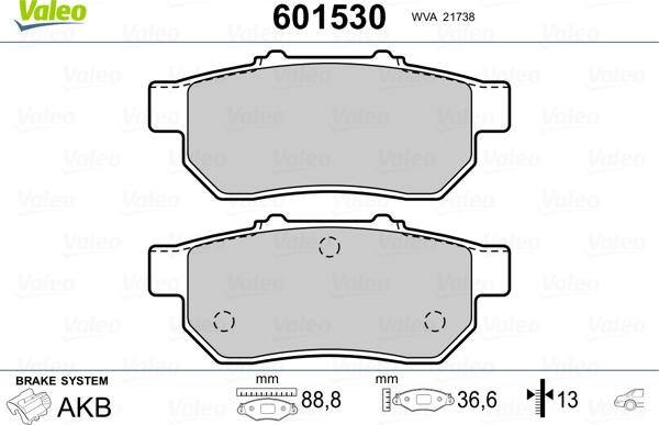 Valeo 601530 - Brake Pad Set, disc brake autospares.lv