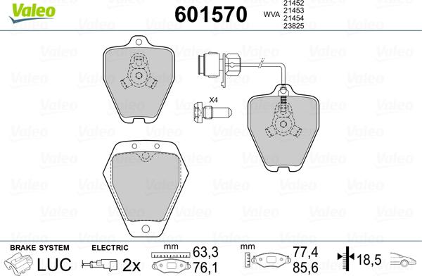 Valeo 601570 - Brake Pad Set, disc brake autospares.lv