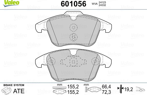 Valeo 601056 - Brake Pad Set, disc brake autospares.lv