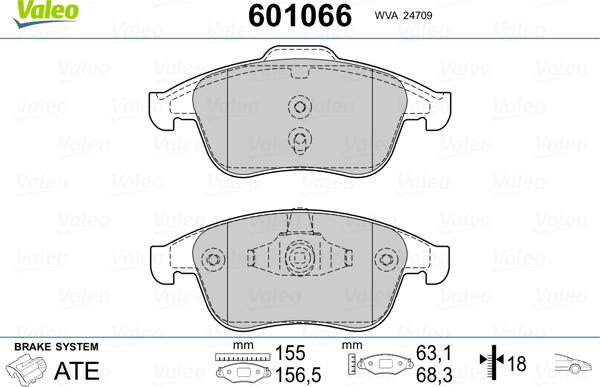 Valeo 601066 - Brake Pad Set, disc brake autospares.lv