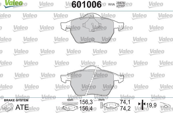 Valeo 601006 - Brake Pad Set, disc brake autospares.lv