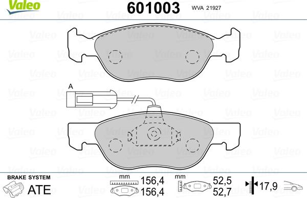 Valeo 601003 - Brake Pad Set, disc brake autospares.lv