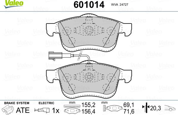 Valeo 601014 - Brake Pad Set, disc brake autospares.lv