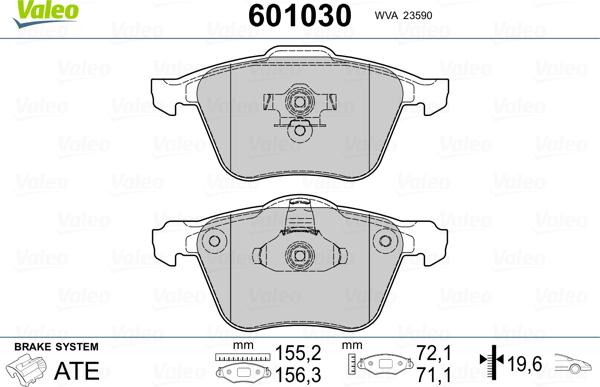 Valeo 601030 - Brake Pad Set, disc brake autospares.lv