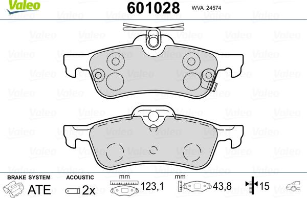 Valeo 601028 - Brake Pad Set, disc brake autospares.lv