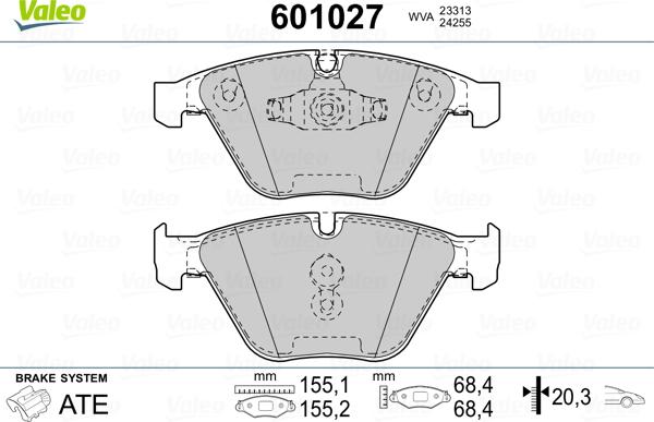 Valeo 601027 - Brake Pad Set, disc brake autospares.lv