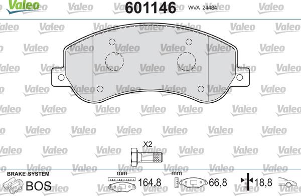 Valeo 601146 - Brake Pad Set, disc brake autospares.lv