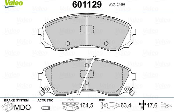 Valeo 601129 - Brake Pad Set, disc brake autospares.lv