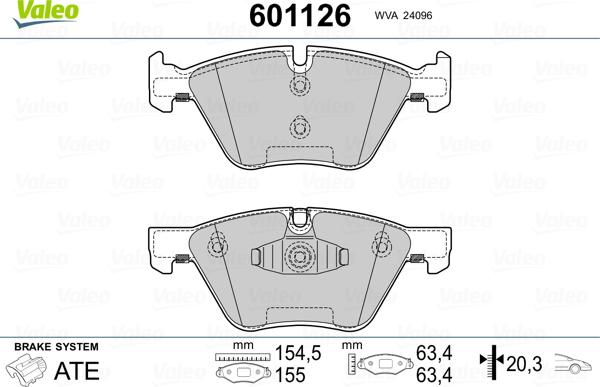 Valeo 601126 - Brake Pad Set, disc brake autospares.lv