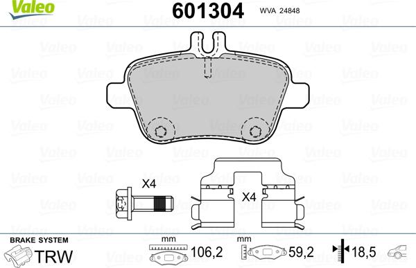 Valeo 601304 - Brake Pad Set, disc brake autospares.lv