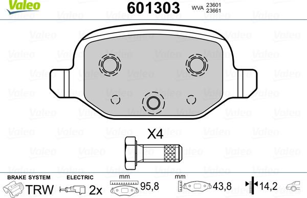 Valeo 601303 - Brake Pad Set, disc brake autospares.lv