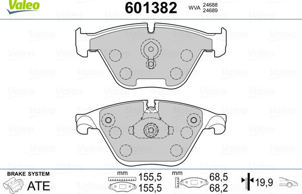 Valeo 601382 - Brake Pad Set, disc brake autospares.lv