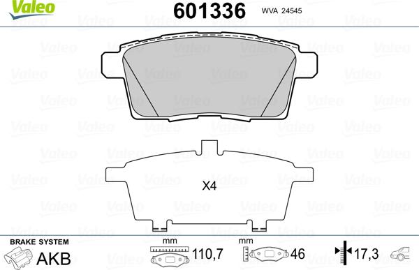 Valeo 601336 - Brake Pad Set, disc brake autospares.lv