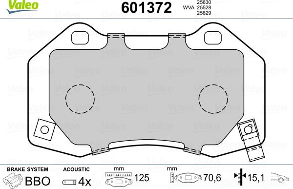 Valeo 601372 - Brake Pad Set, disc brake autospares.lv