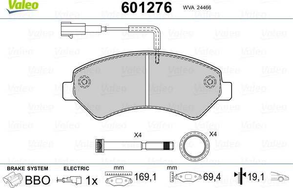 Valeo 601276 - Brake Pad Set, disc brake autospares.lv