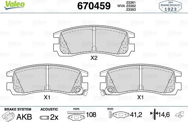 Valeo 670459 - Brake Pad Set, disc brake autospares.lv